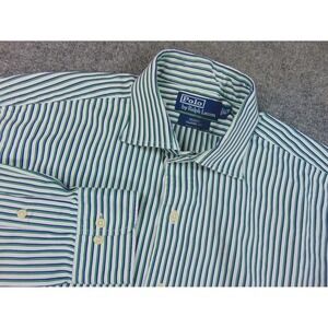 Polo Ralph Lauren Mens 16.5x34 Classic Fit Regent Shirt Green Blue Stripe